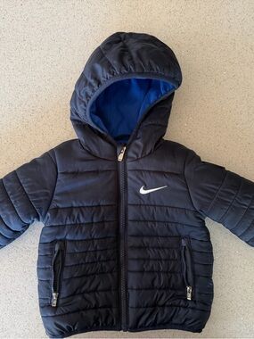 Nike Kids Navy Blue Hooded Puffer Jacket